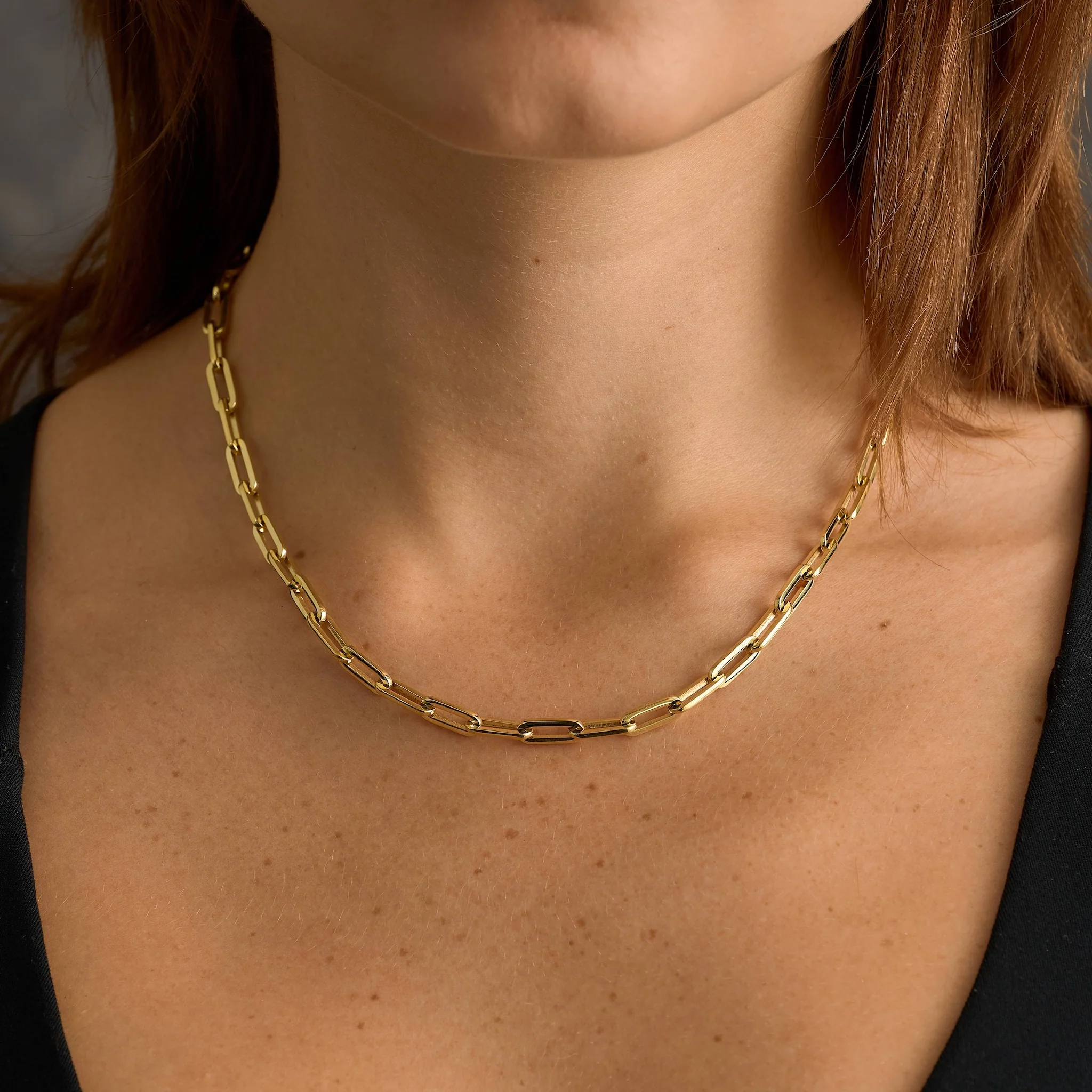 Paper Clip Chain Necklace in Yellow Gold - 5mm