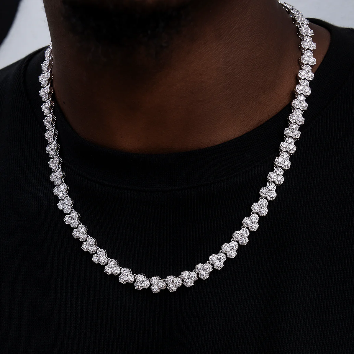 Honeycomb Chain in White Gold