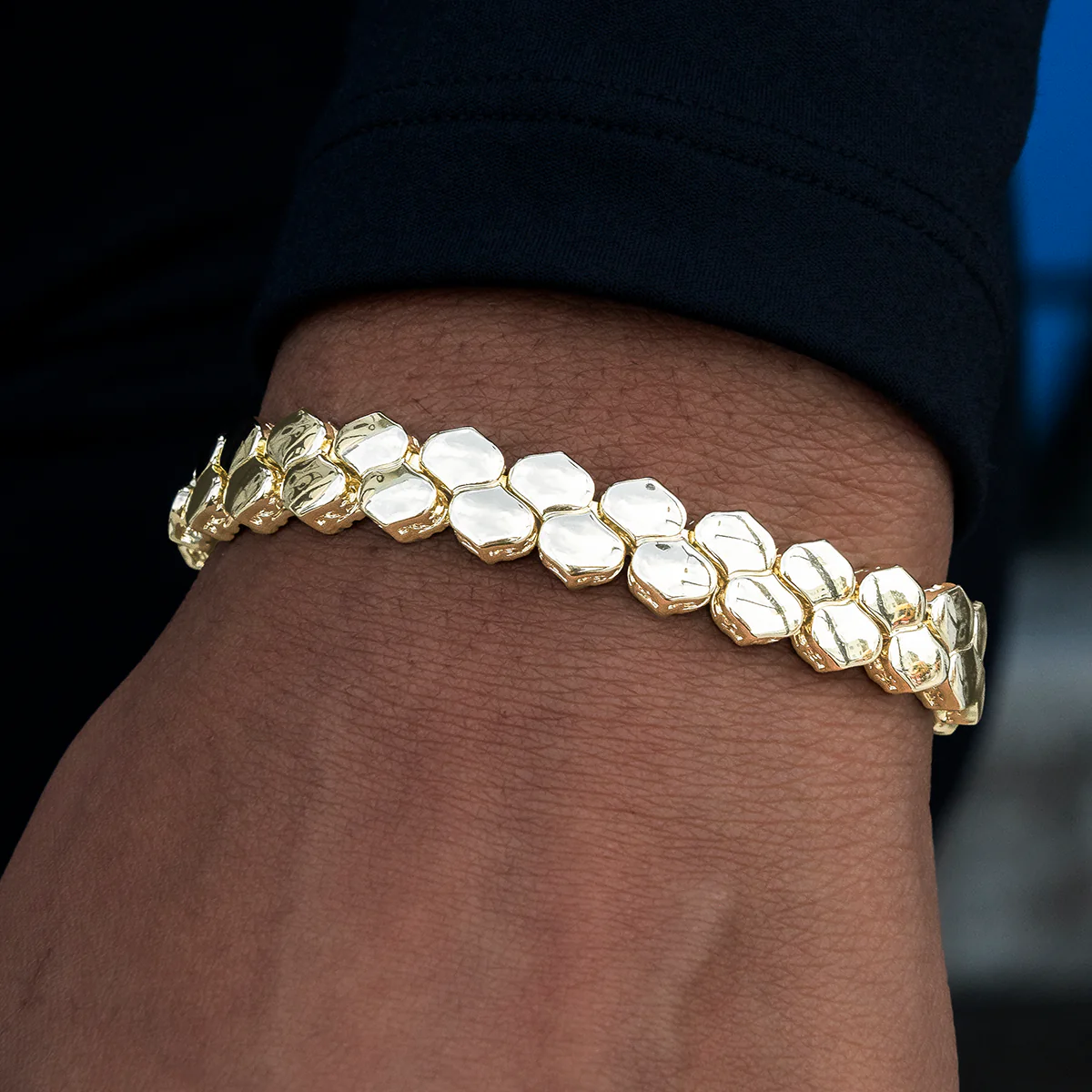 Flat Snake Link Bracelet in Yellow Gold-4mm