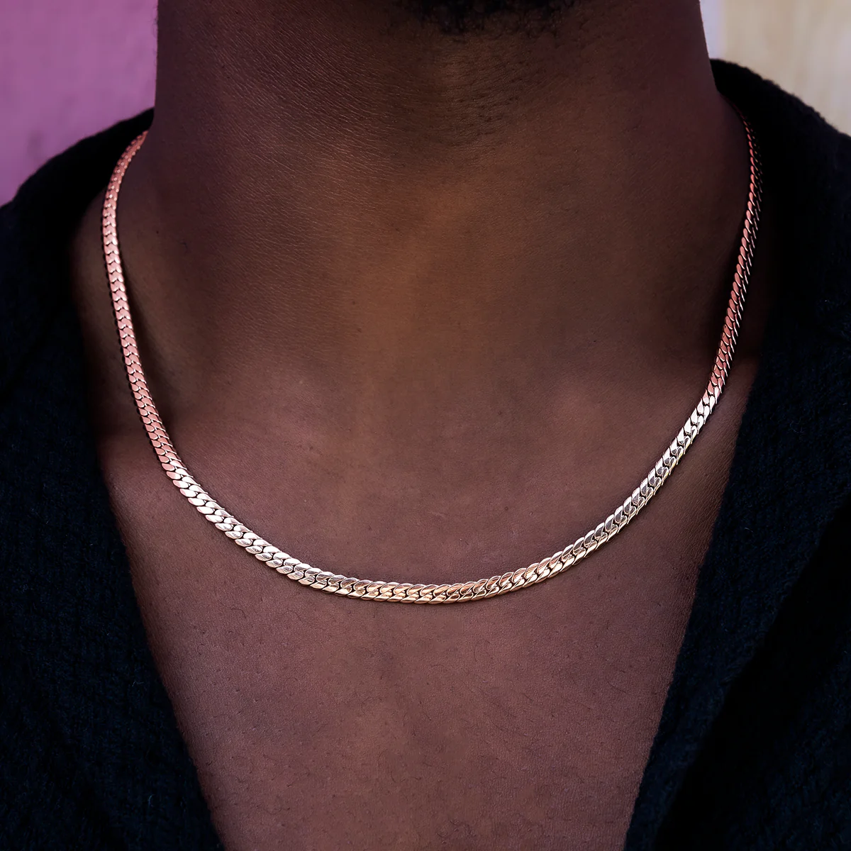 South Beach Cuban�?Chain in Rose Gold- 5mm