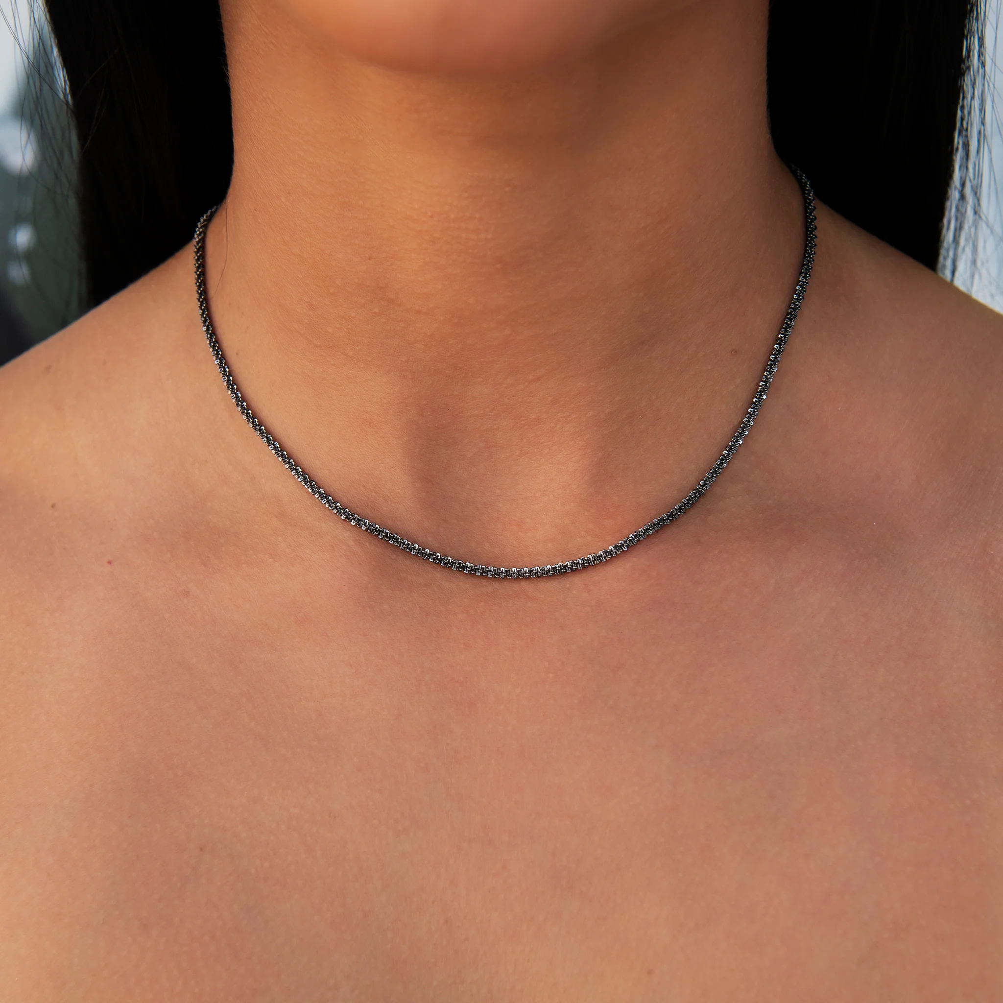 Popcorn Necklace in Black - 2mm