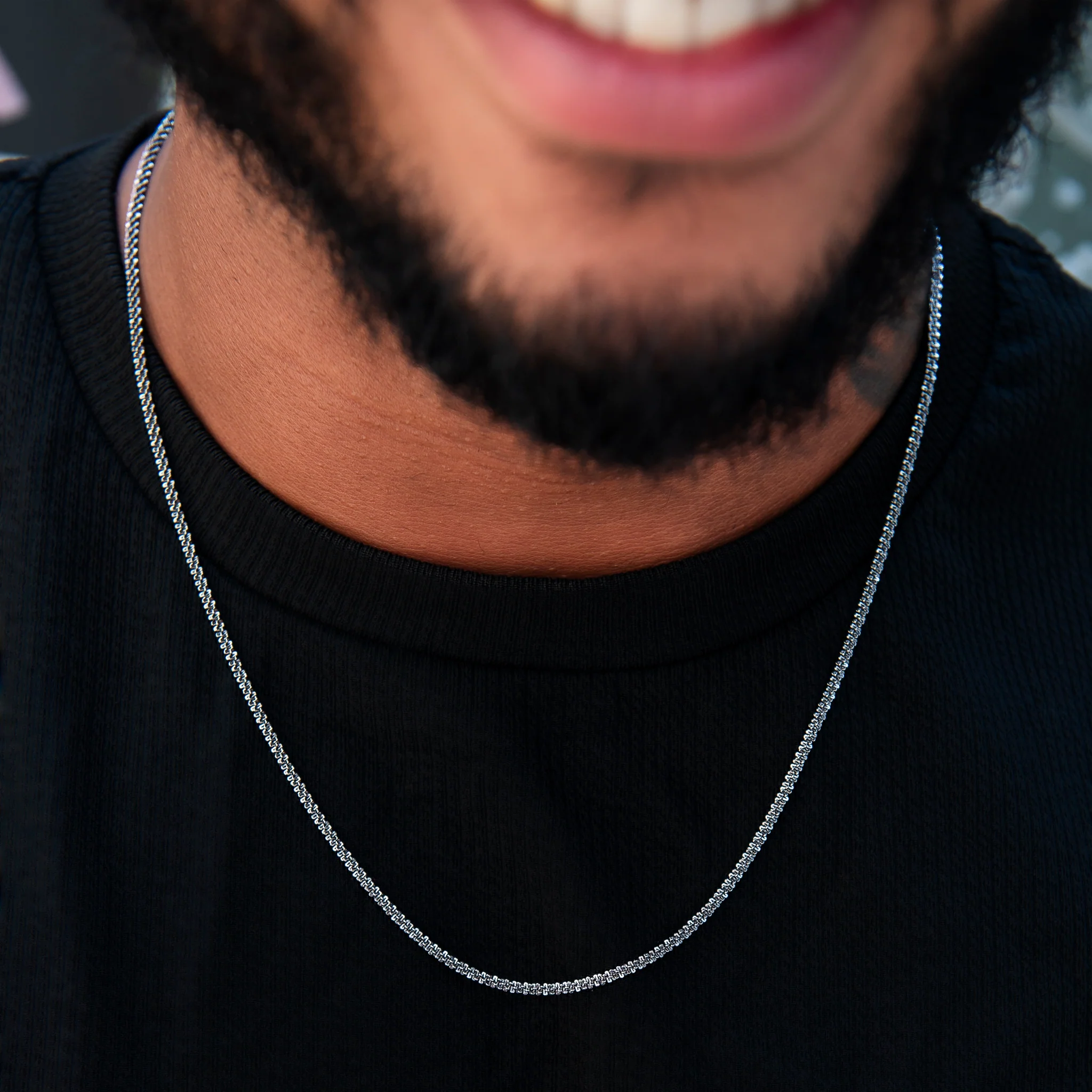 Popcorn Chain in Black - 2mm