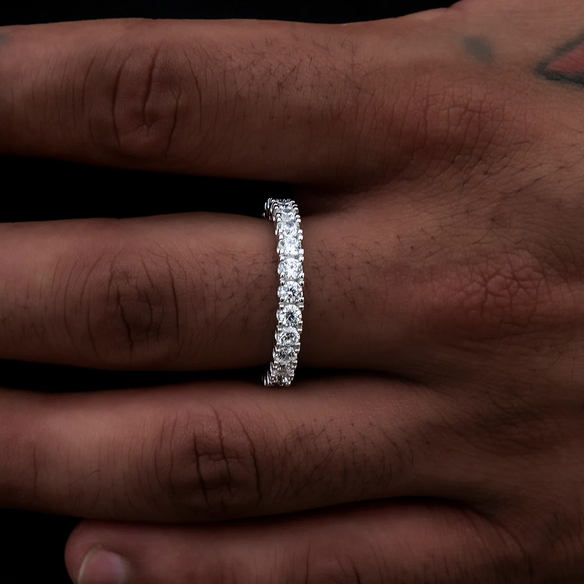 3mm Eternity Band Ring in White Gold Vermeil