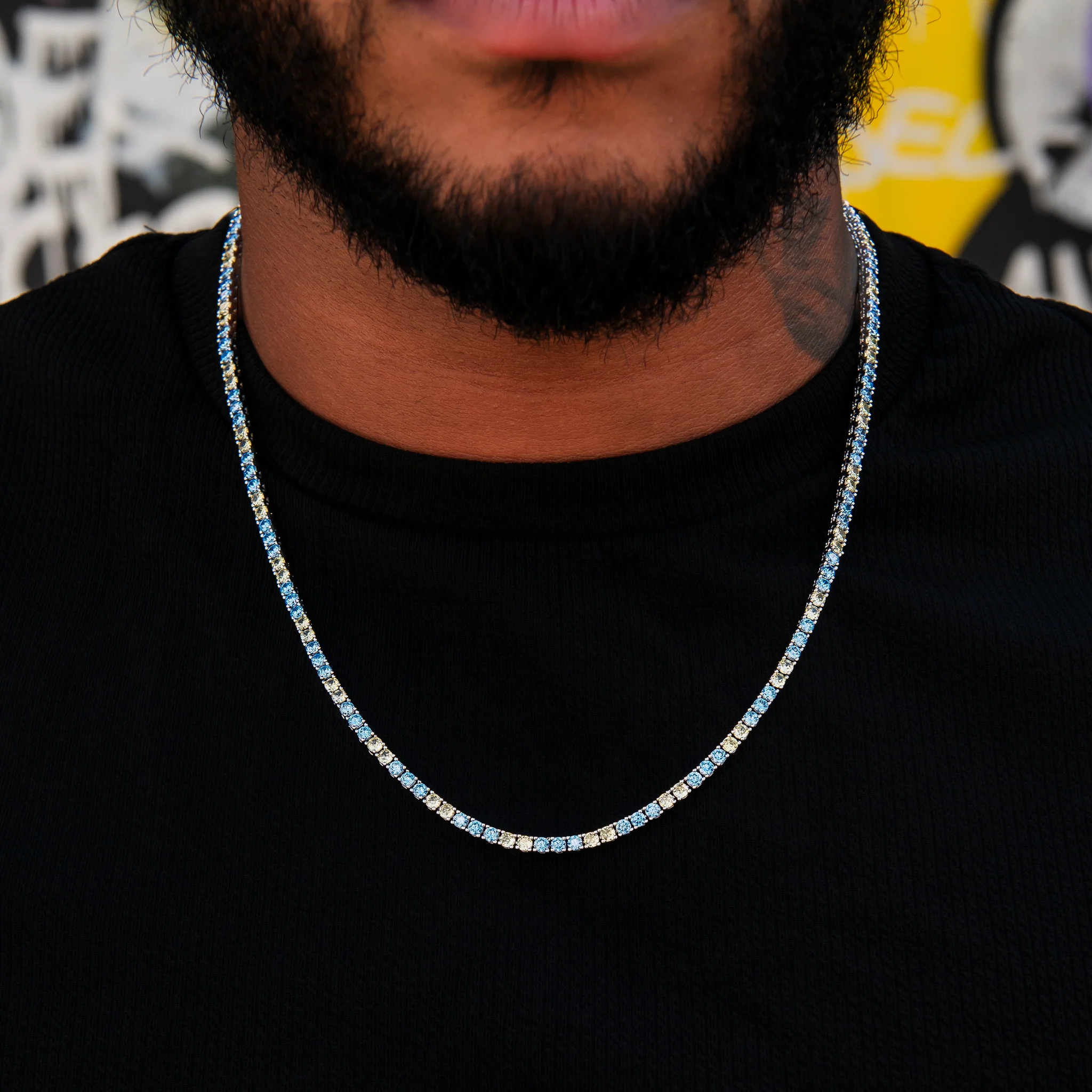 3MM Diamond Tennis Chain - Turquoise Yellow