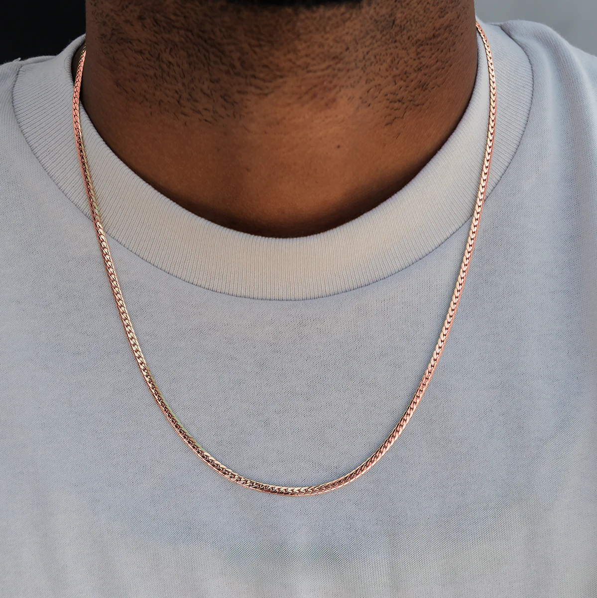 South Beach Cuban�?Chain in Rose Gold- 3mm