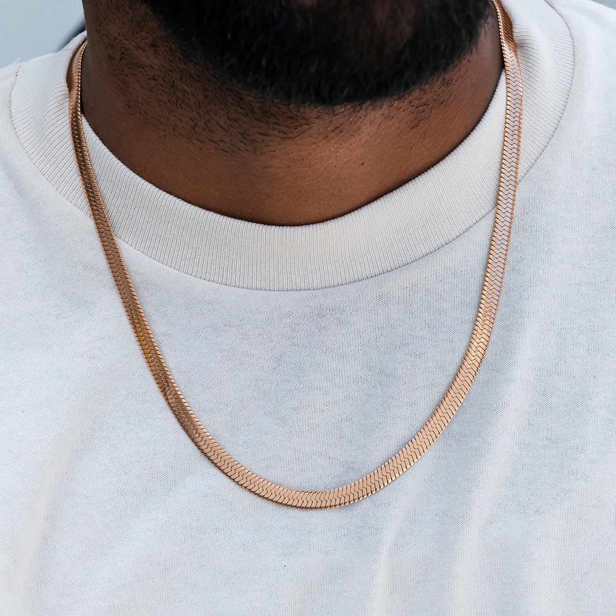 Herringbone Chain in Rose Gold- 6mm