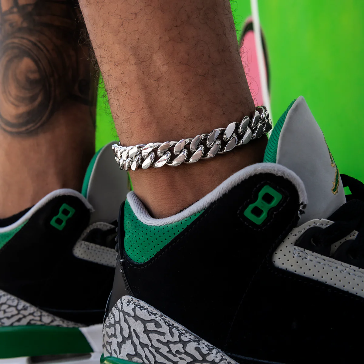 Miami Cuban Anklet in White Gold- 15mm