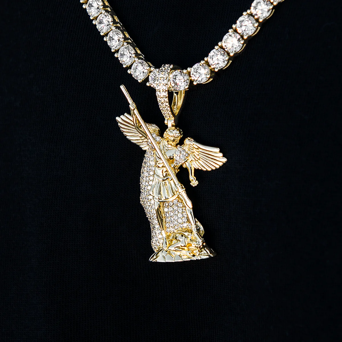 Saint Michael Pendant in Yellow Gold