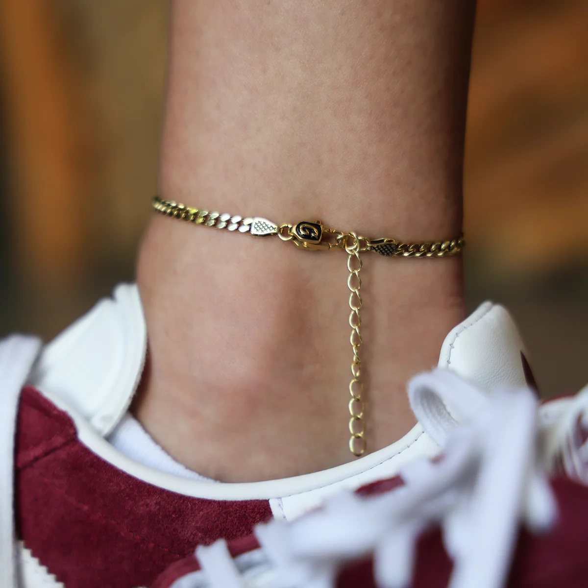 Micro Cuban Anklet in Yellow Gold- 3mm