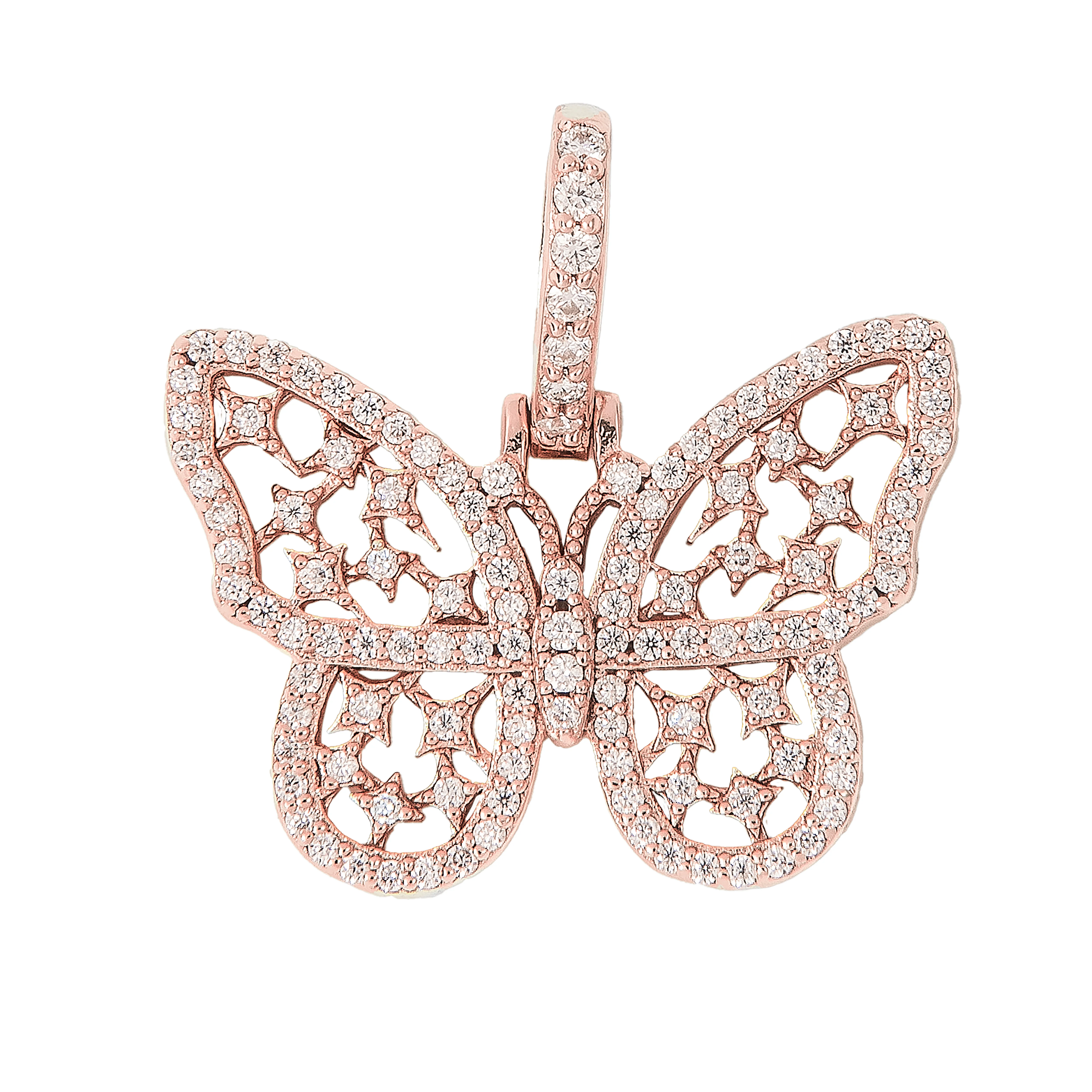Women's Moissanite Small Butterfly Pendant in Rose Gold Vermeil