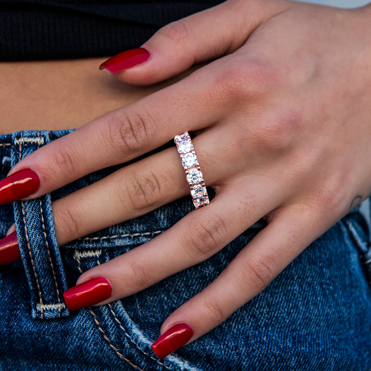 5mm Eternity Band Ring in Rose Gold Vermeil