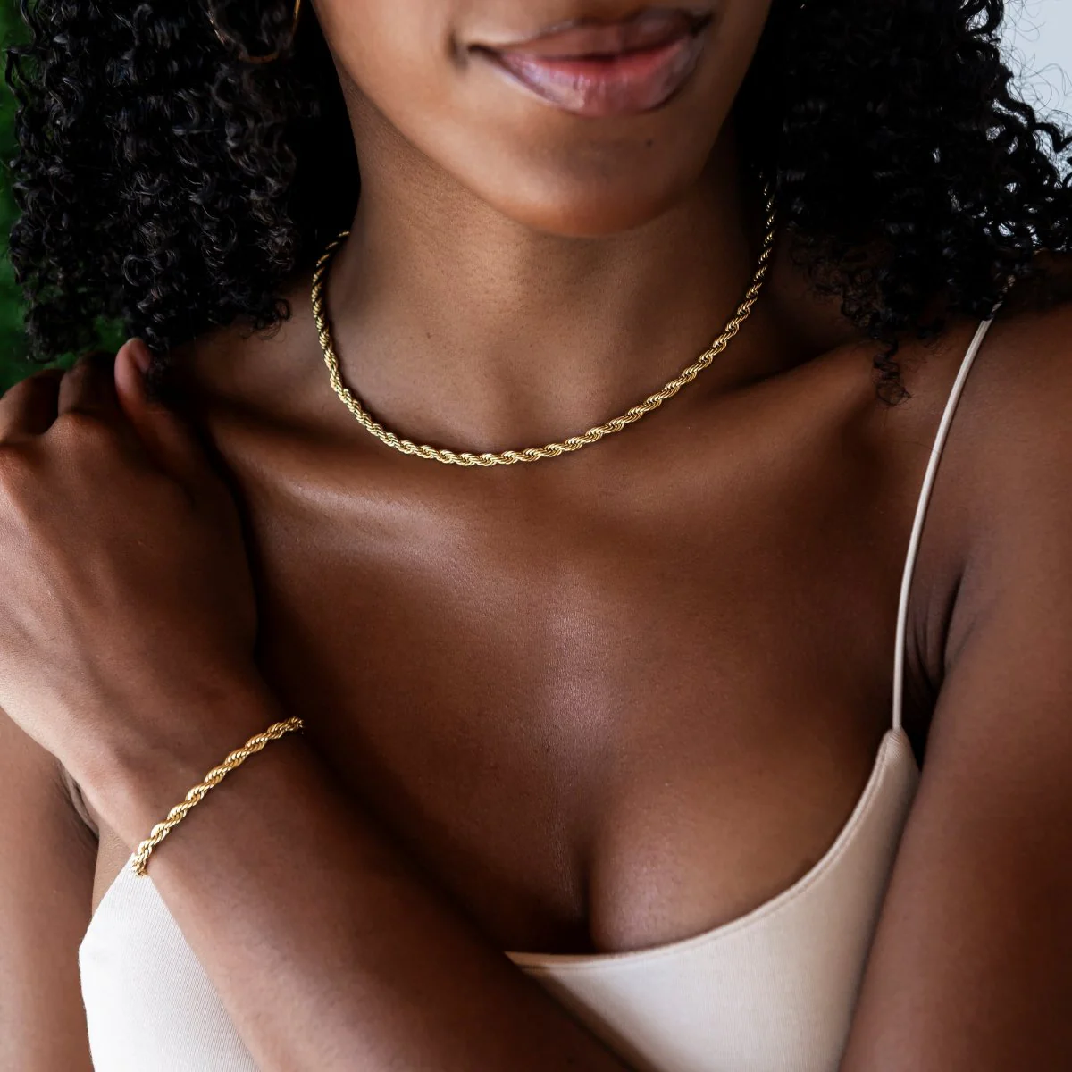 Rope Necklace + Bracelet Bundle in Yellow Gold- 4mm