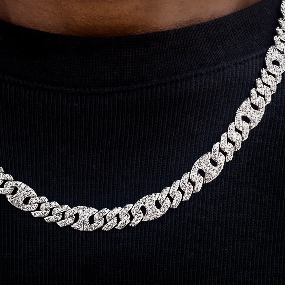 Iced Mariner Cuban Chain in White Gold- 9mm