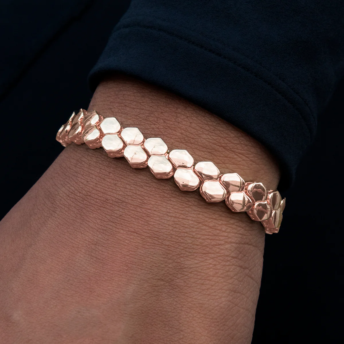 Flat Snake Link Bracelet in Rose Gold-4mm