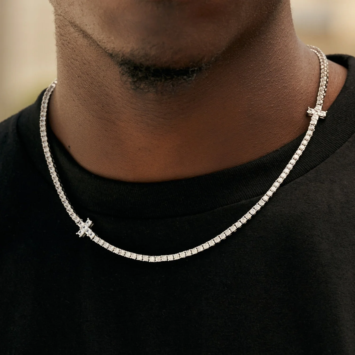 3MM Diamond Cross Tennis Chain