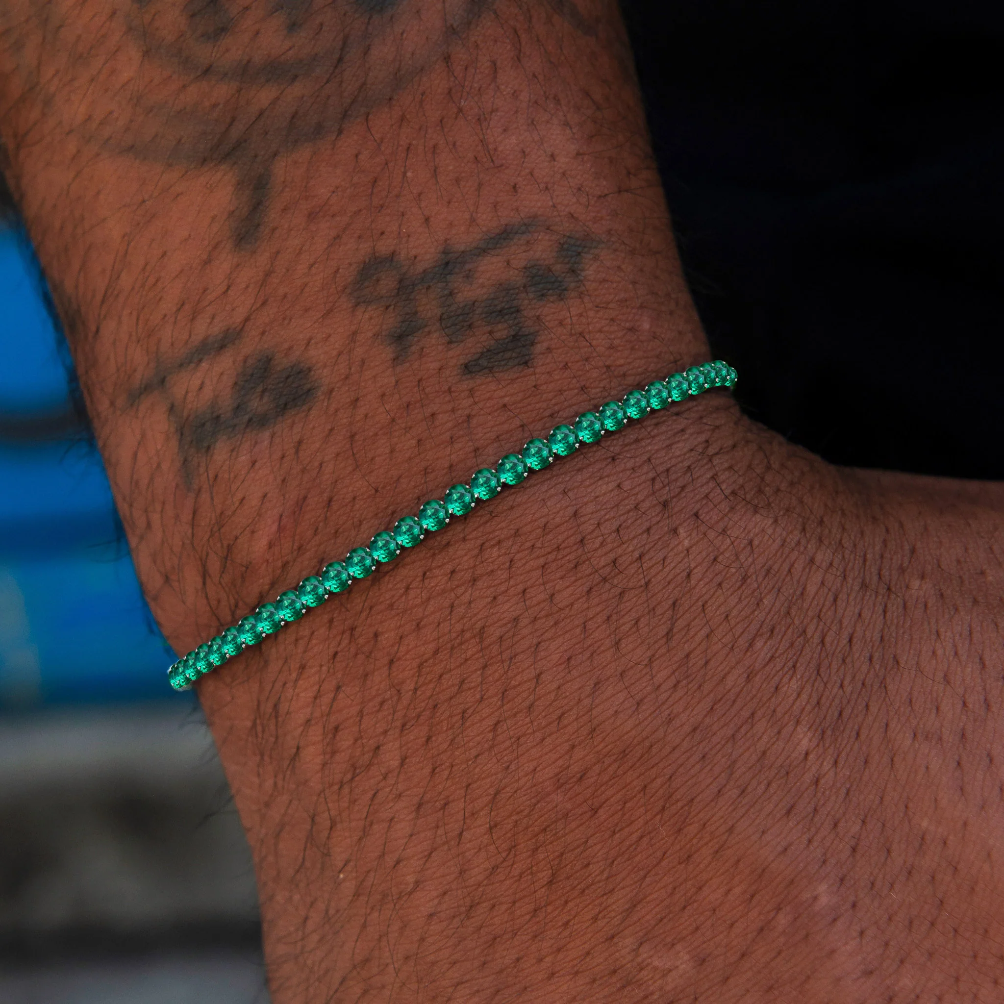 Emerald Micro Tennis Bracelet in White Gold