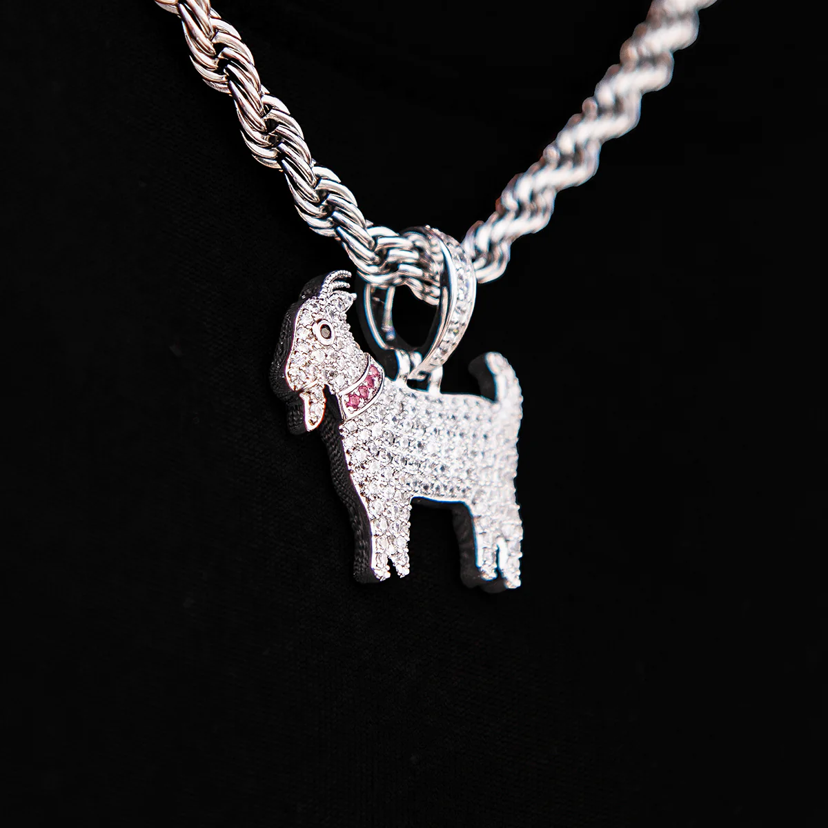 Micro GOAT Pendant in White Gold