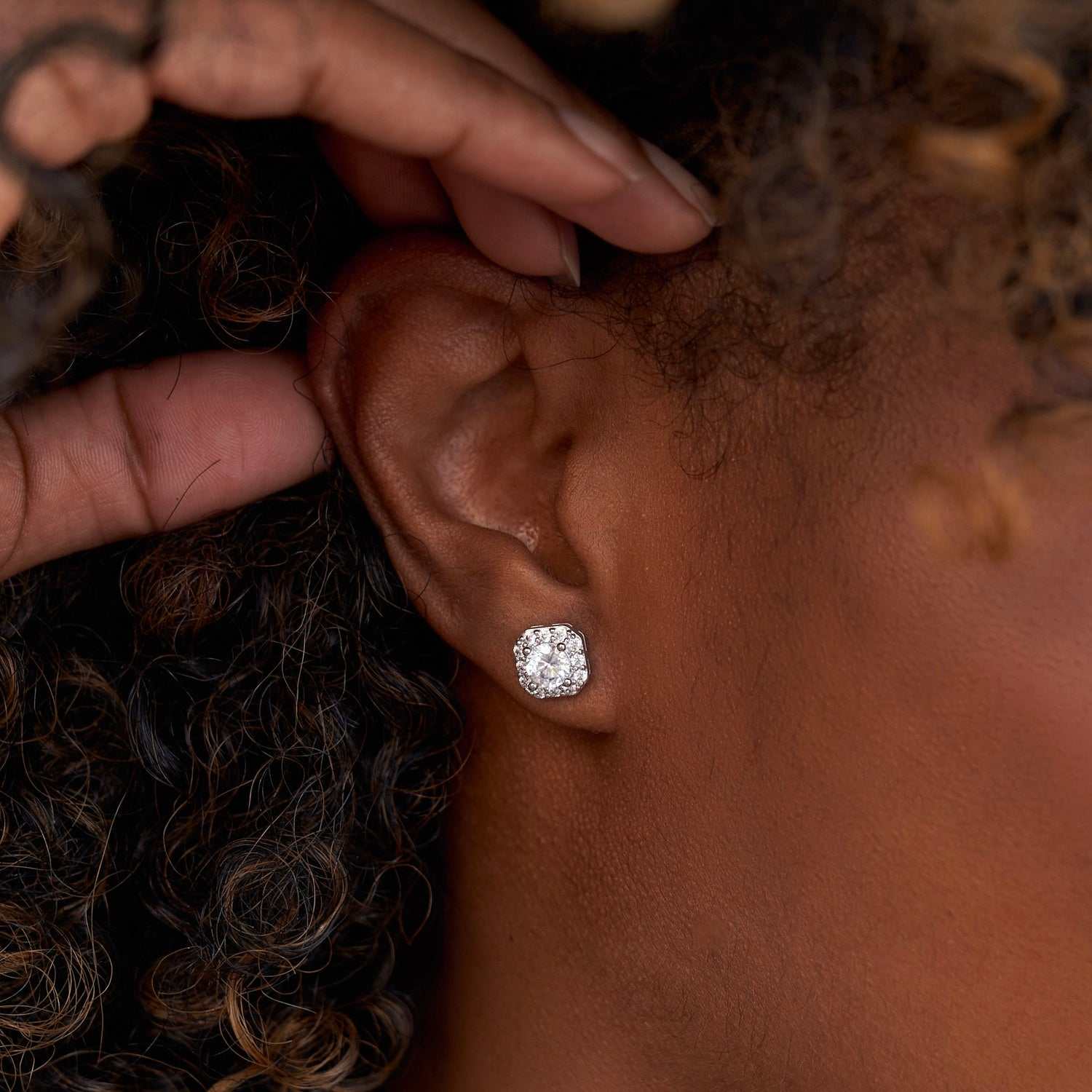 Micro Clustered Diamond Earrings White Gold