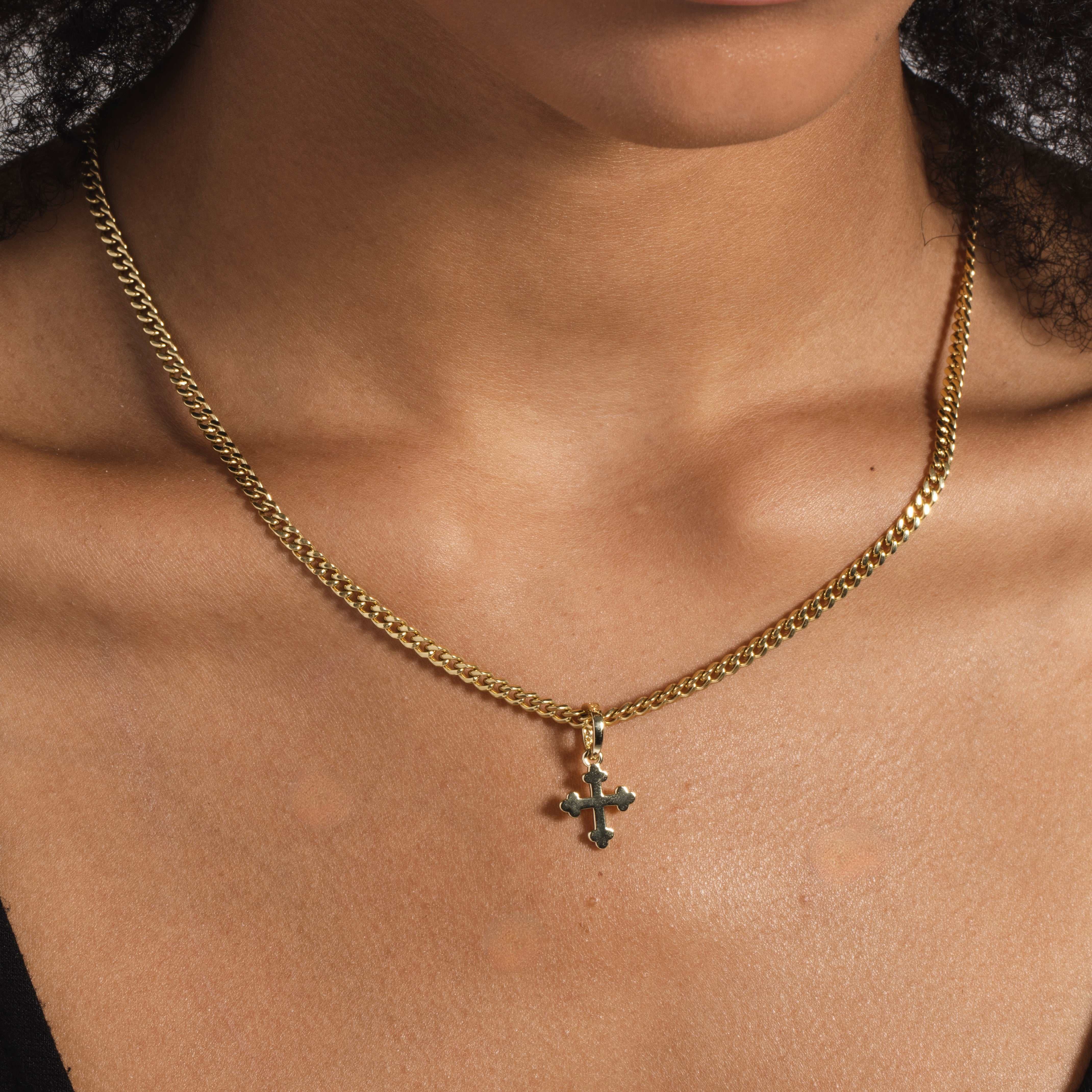 18k Vermeil Micro Simple Celtic Cross Pendant in Yellow Gold