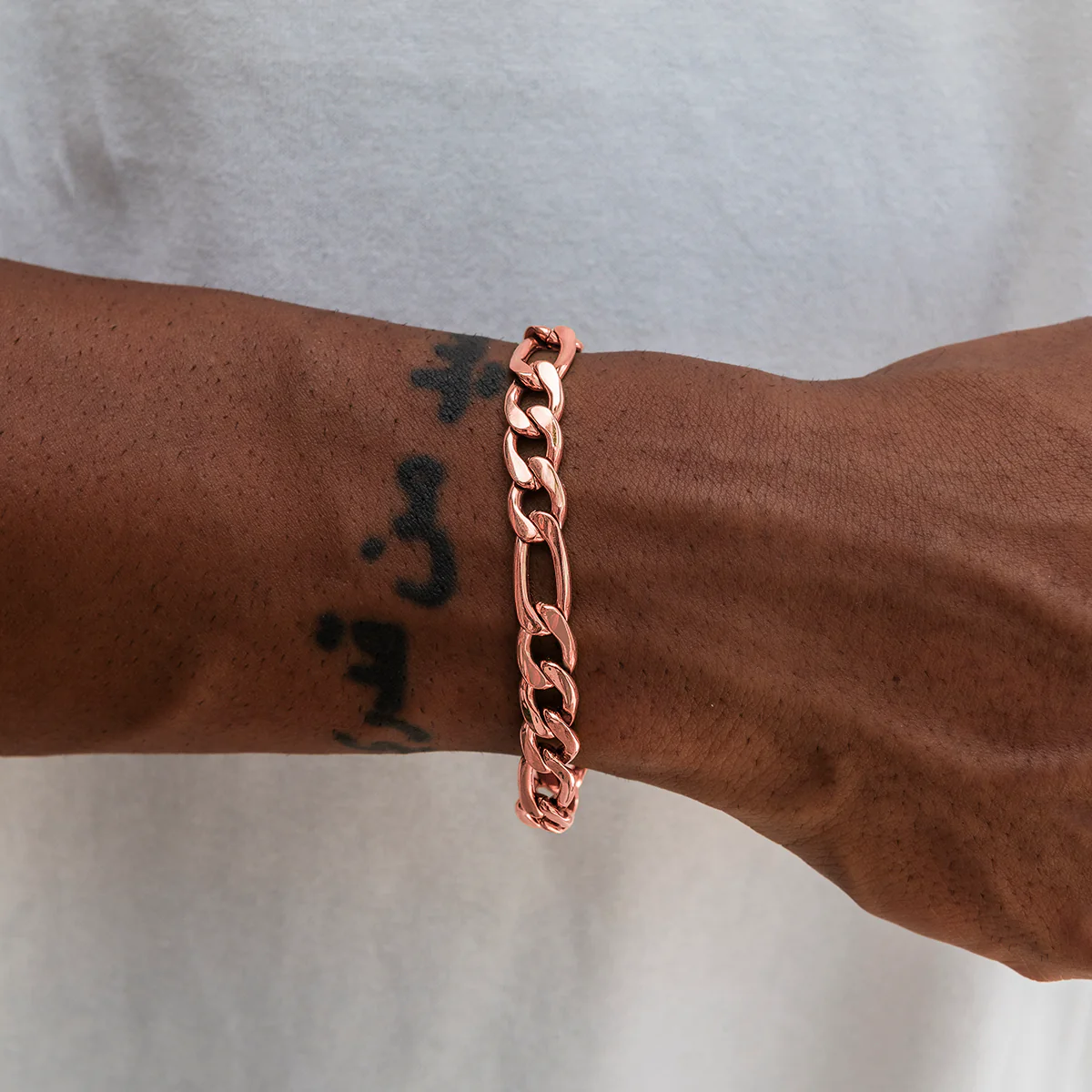 Figaro Chain Bracelet in Rose Gold- 9mm