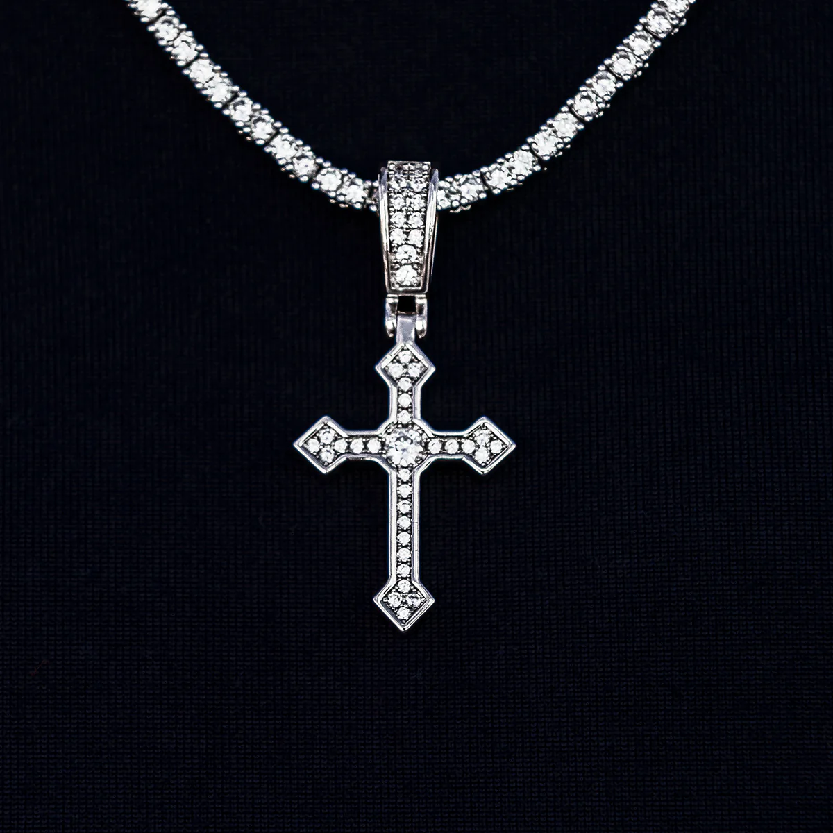 Iced Clustered Celtic Cross Pendant