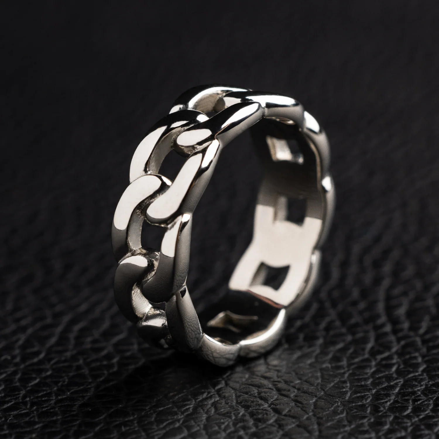 Cuban Band Ring in White Gold