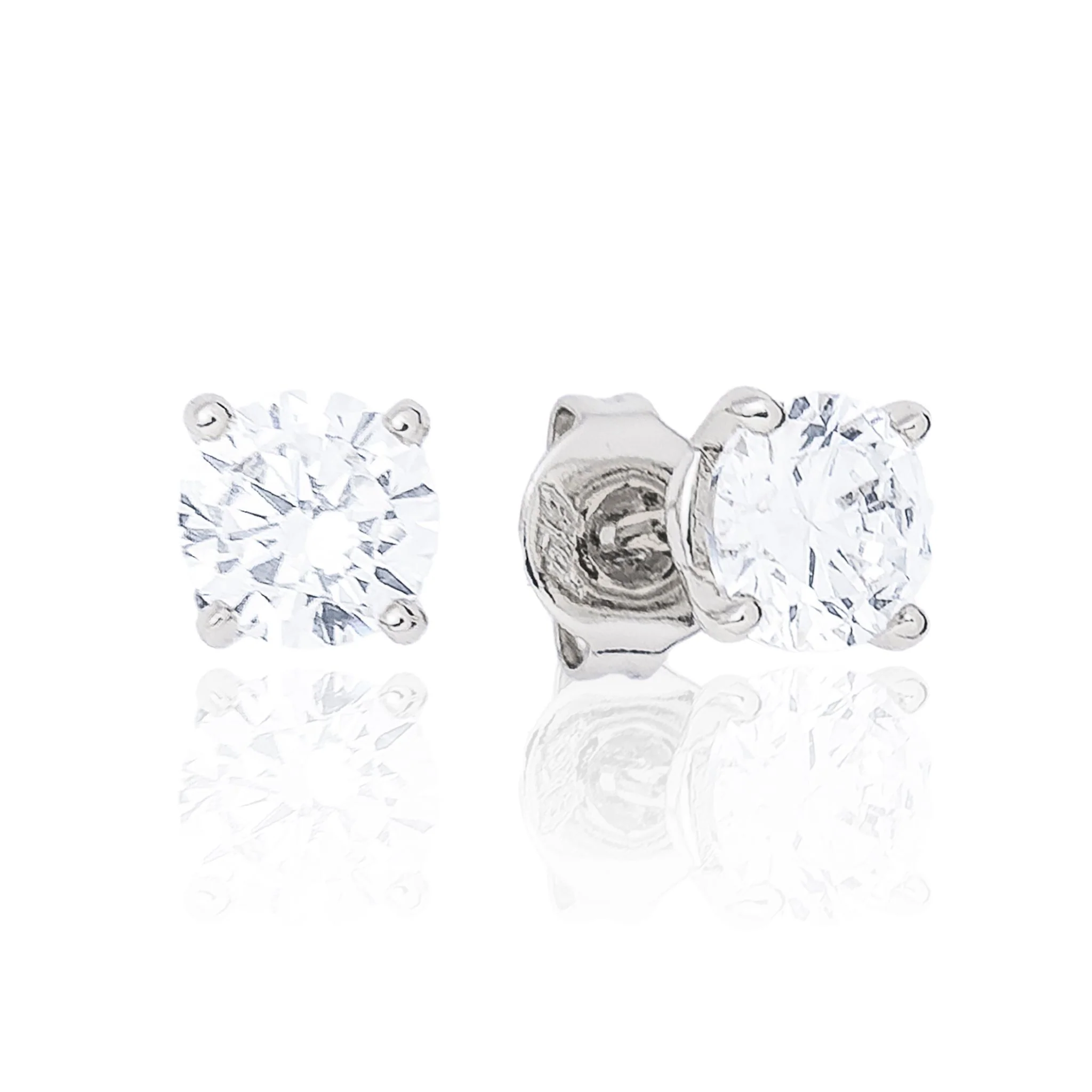 Women's Moissanite Round Cut Diamond Stud Earring in White Gold Vermeil - 5mm