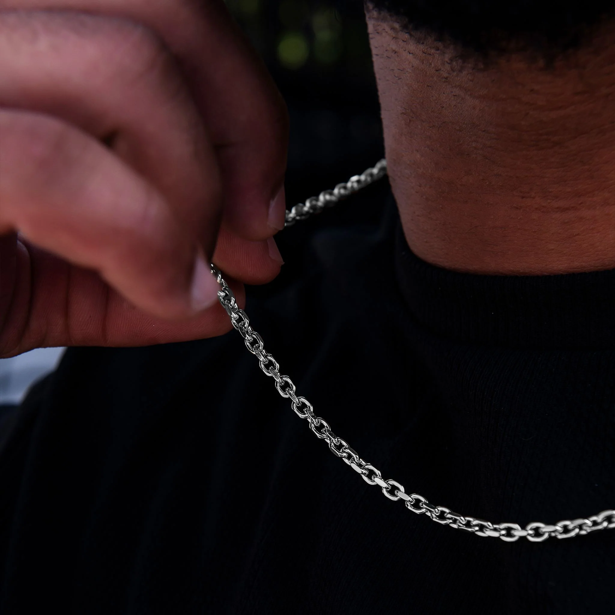 3.6MM Open Box Chain in White Gold