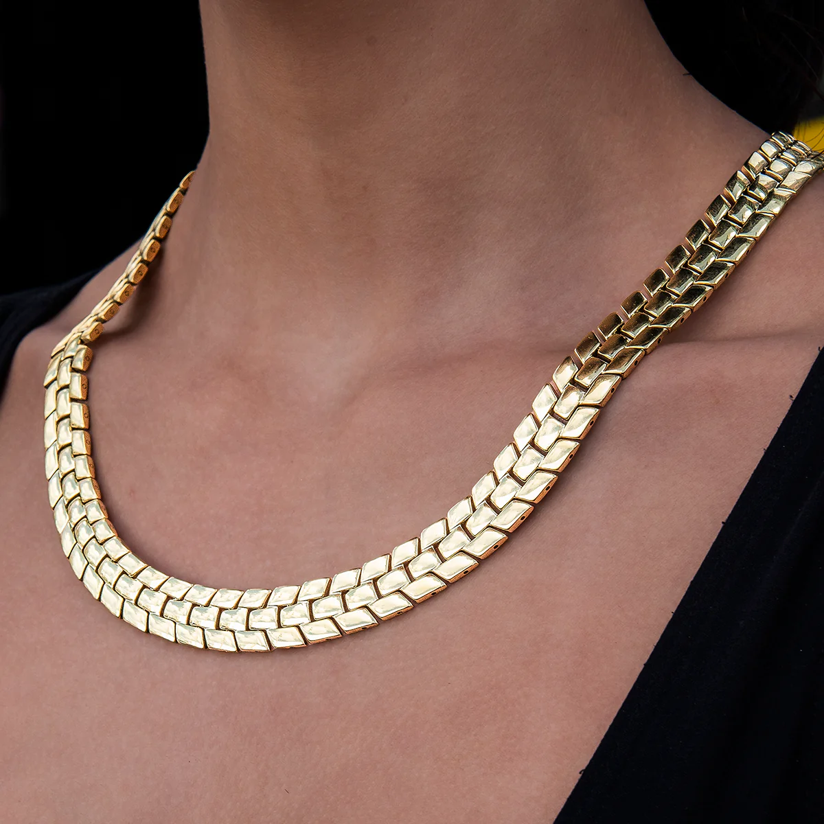 12MM Spine Chain Necklace - Yellow Gold