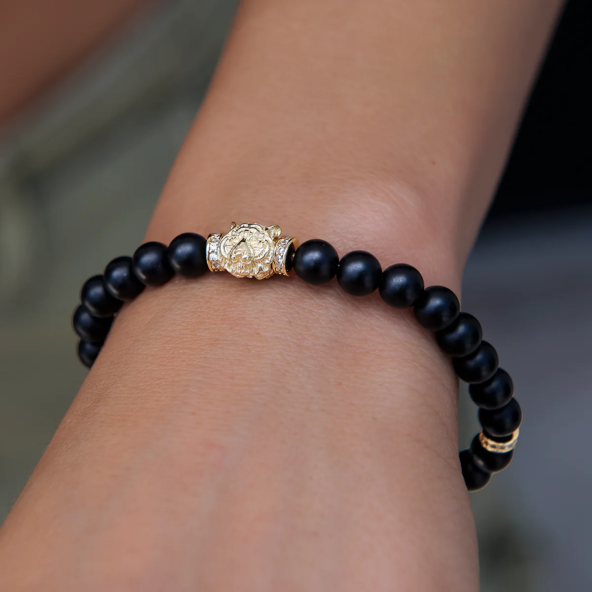 Tiger Beaded Bracelet in Yellow Gold