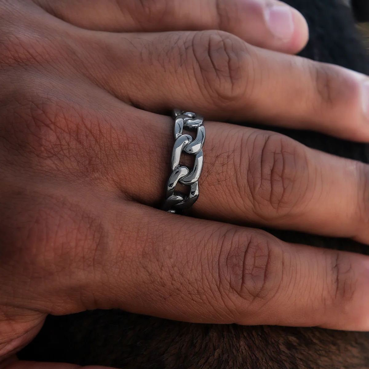 Cuban Band Ring in Matte Black