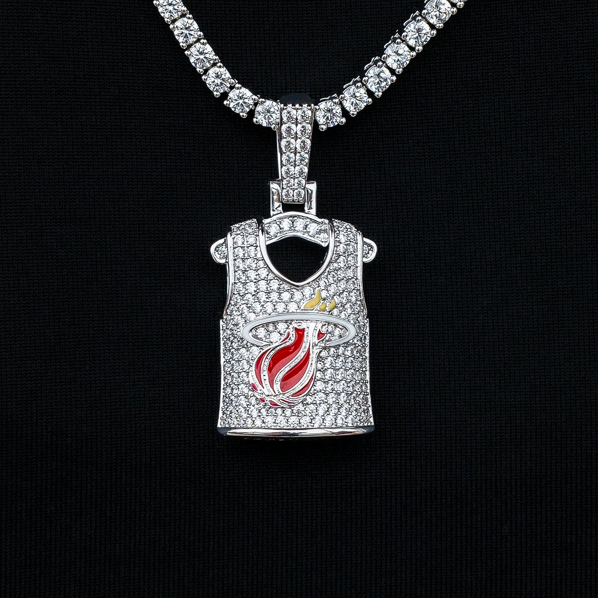 Miami Heat Official NBA Jersey Pendant - White Gold