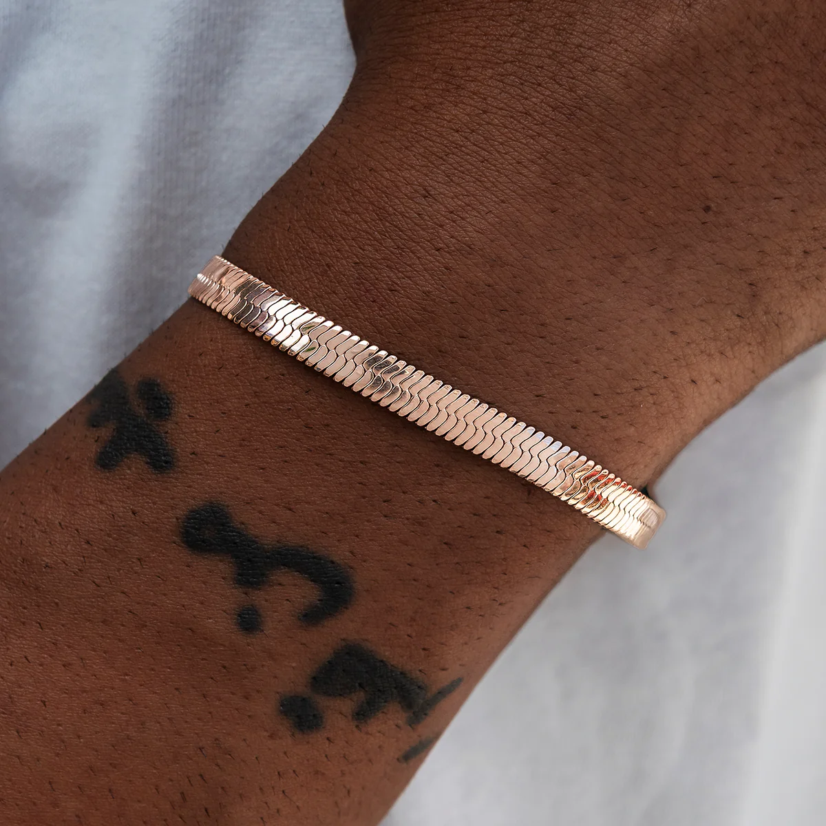 Herringbone Bracelet in Rose Gold - 6mm