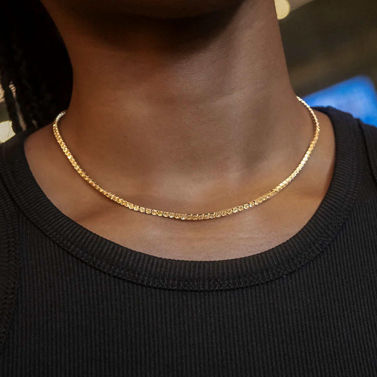 Canary Micro Tennis Necklace + Bracelet Bundle in Yellow Gold