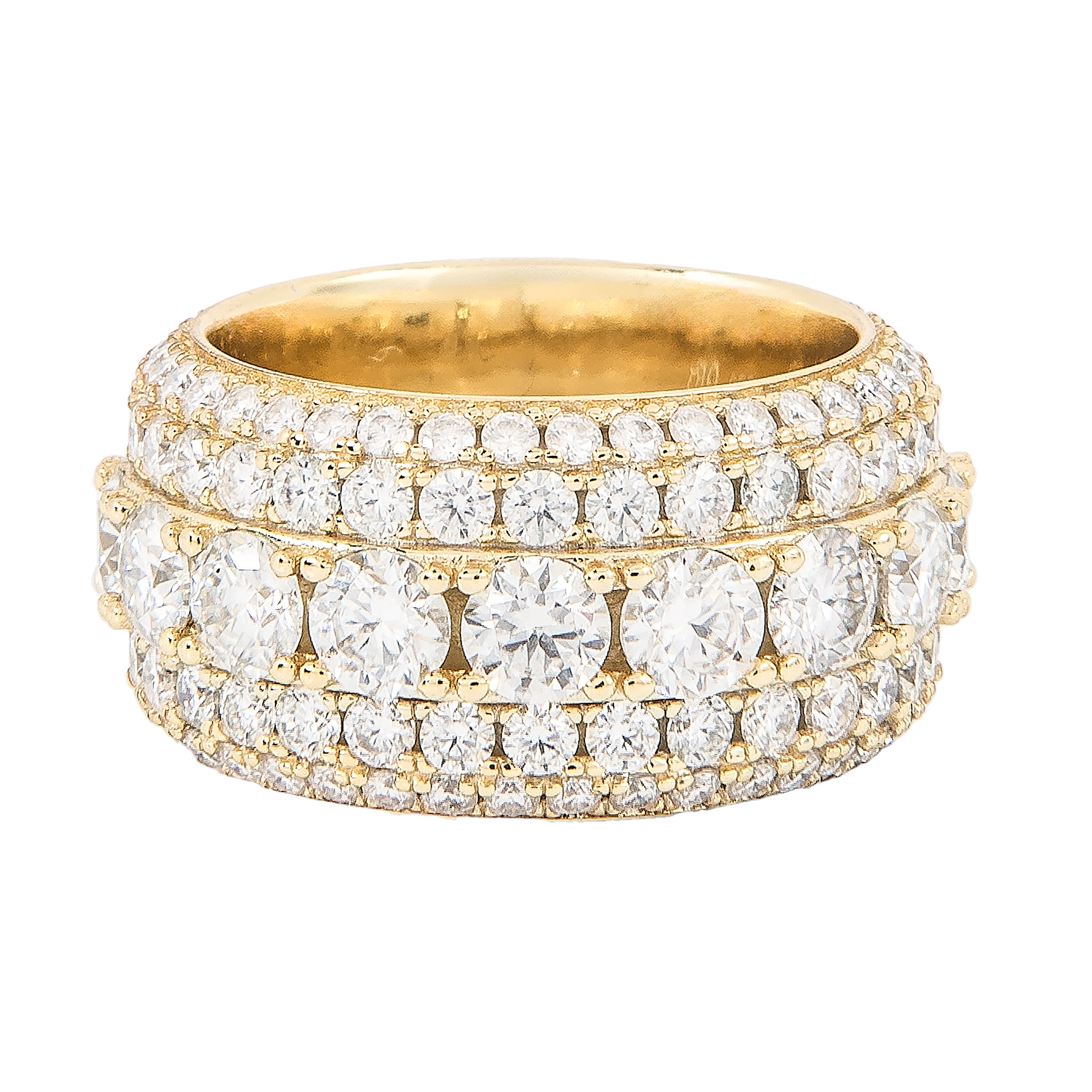 Women's 5 Layer Moissanite Diamond Band Ring in Yellow Gold Vermeil