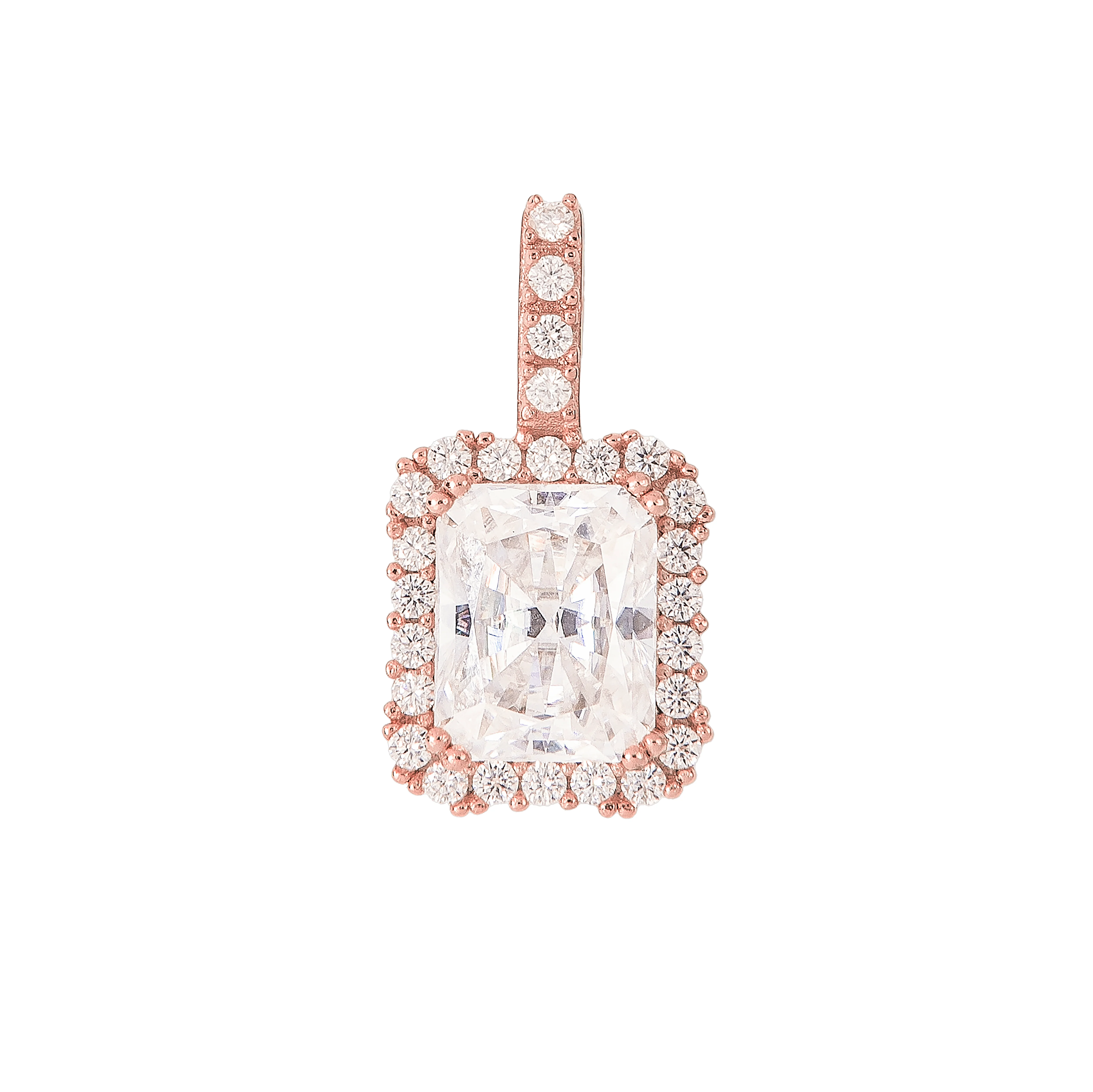 Men's Moissanite Micro Diamond Stone Pendant in Rose Gold Vermeil