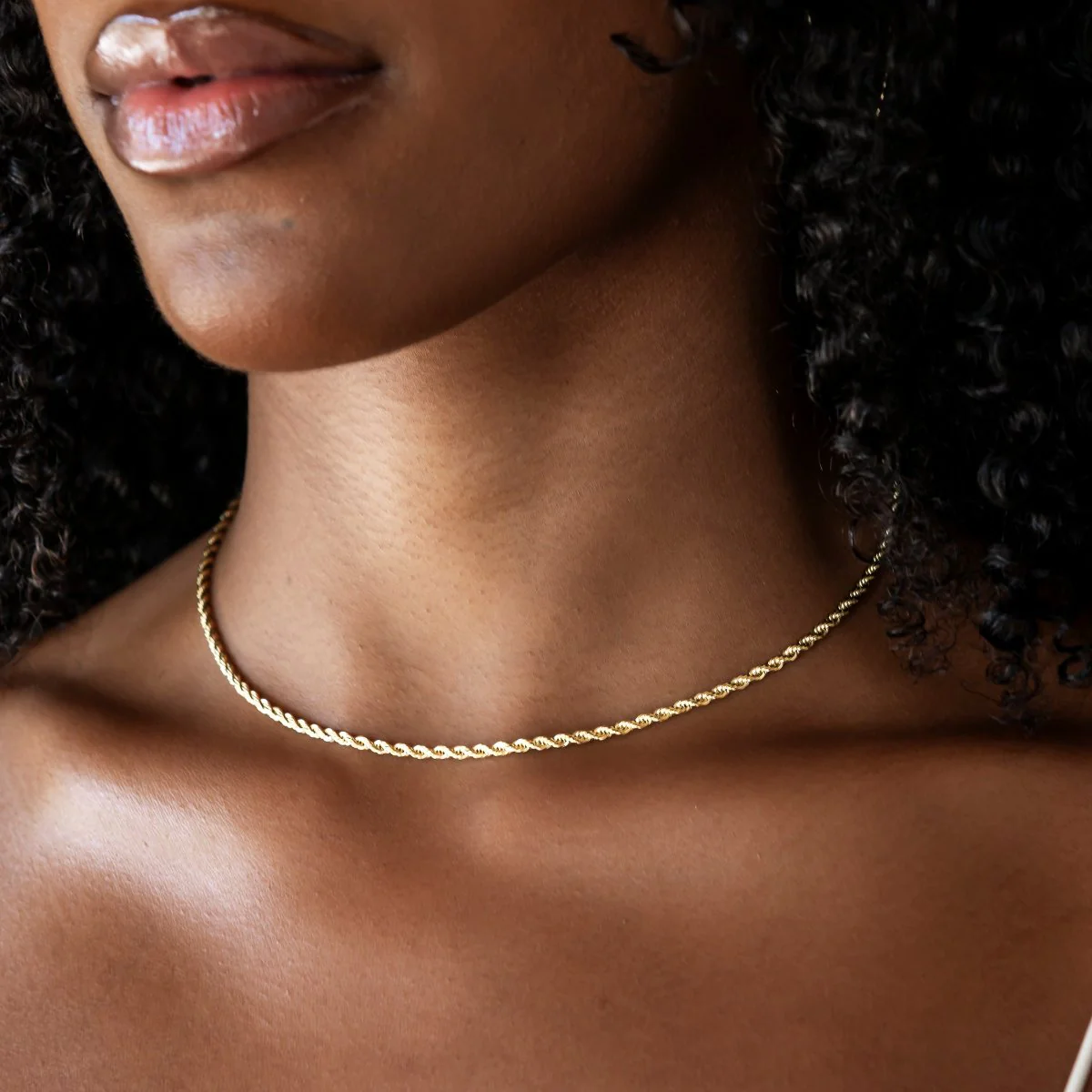 Rope Necklace + Bracelet Bundle in Yellow Gold- 2mm