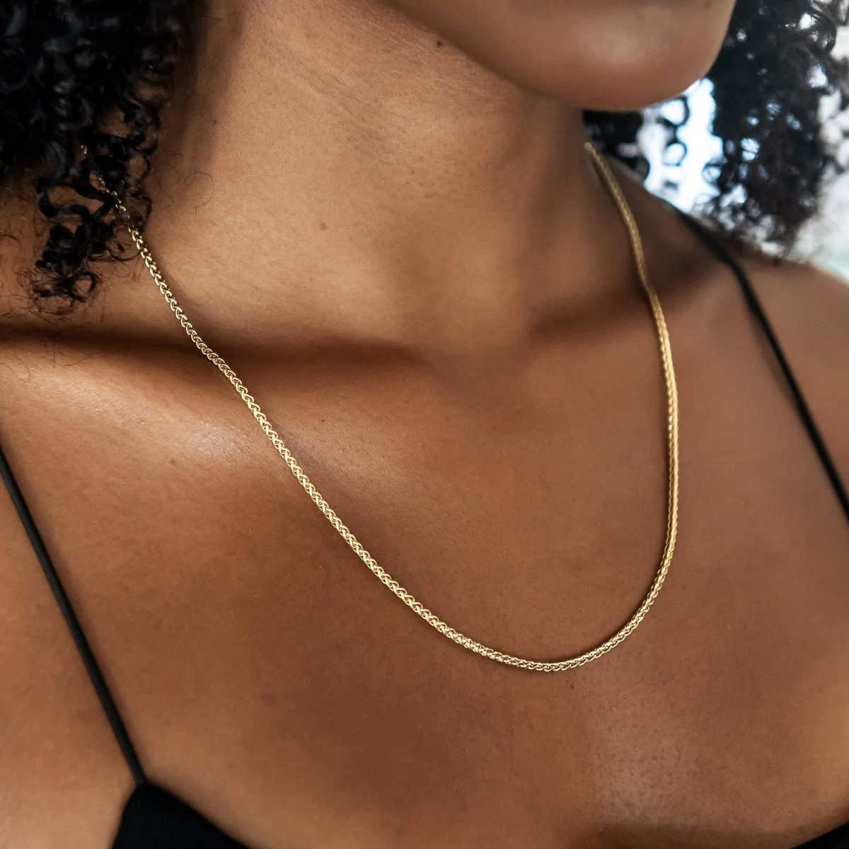 Palm Chain Necklace + Bracelet Bundle in Yellow Gold- 2mm