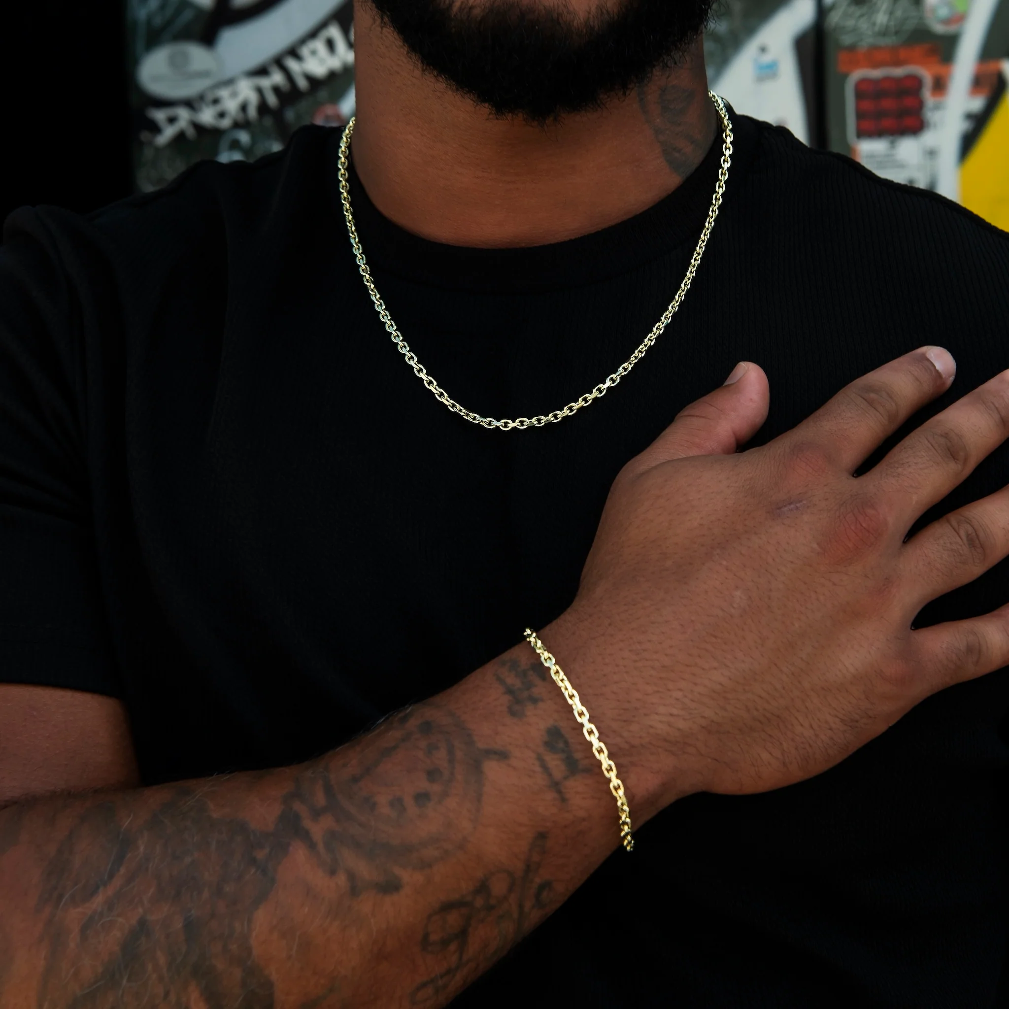 Open Box Chain + Bracelet in Yellow Gold - 3.6mm