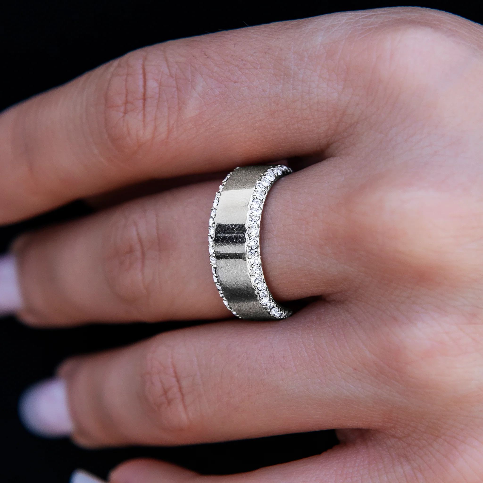 Diamond Edge Ring in White Gold
