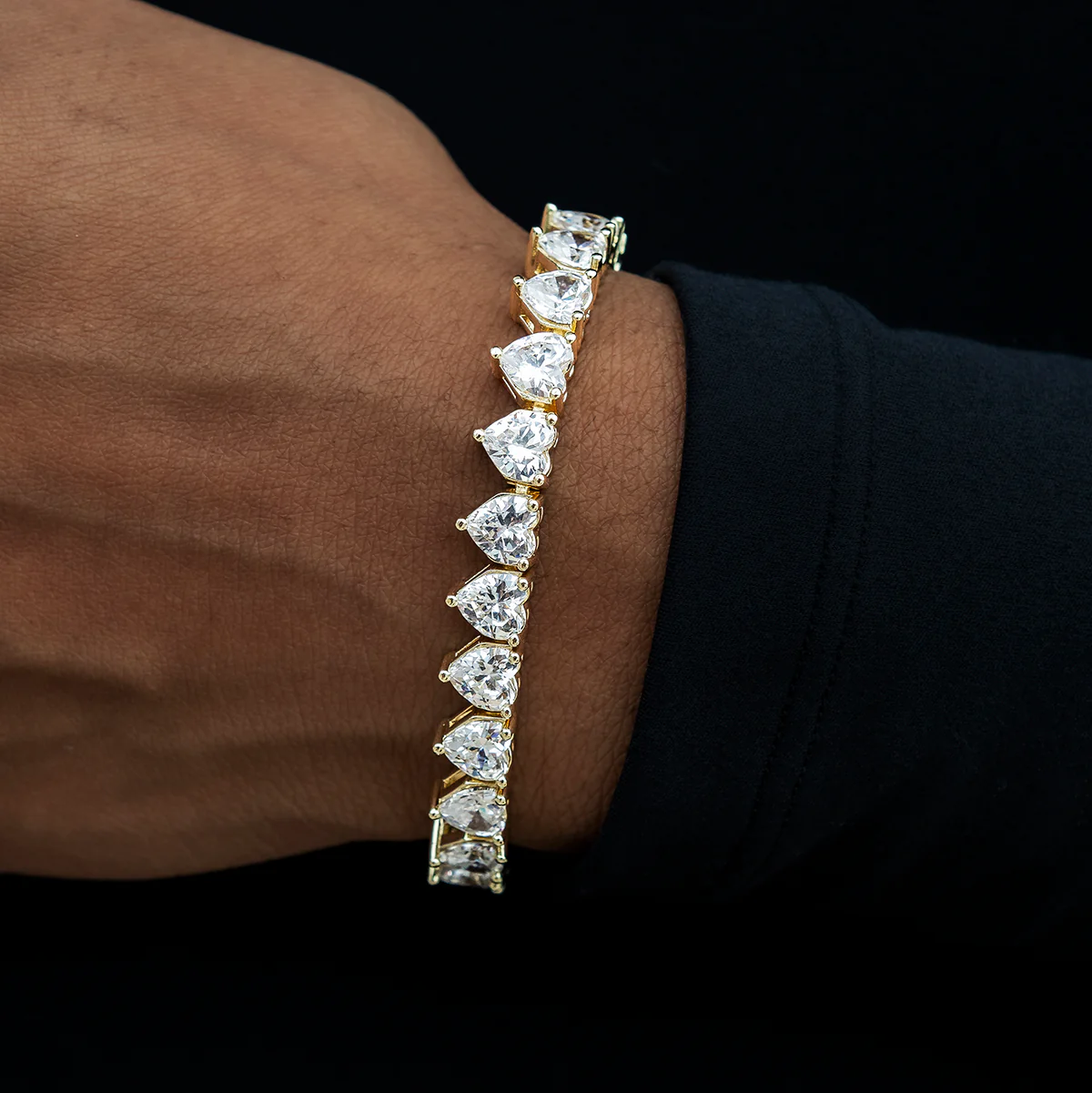 6MM Heart Diamond Tennis Bracelet - Gold