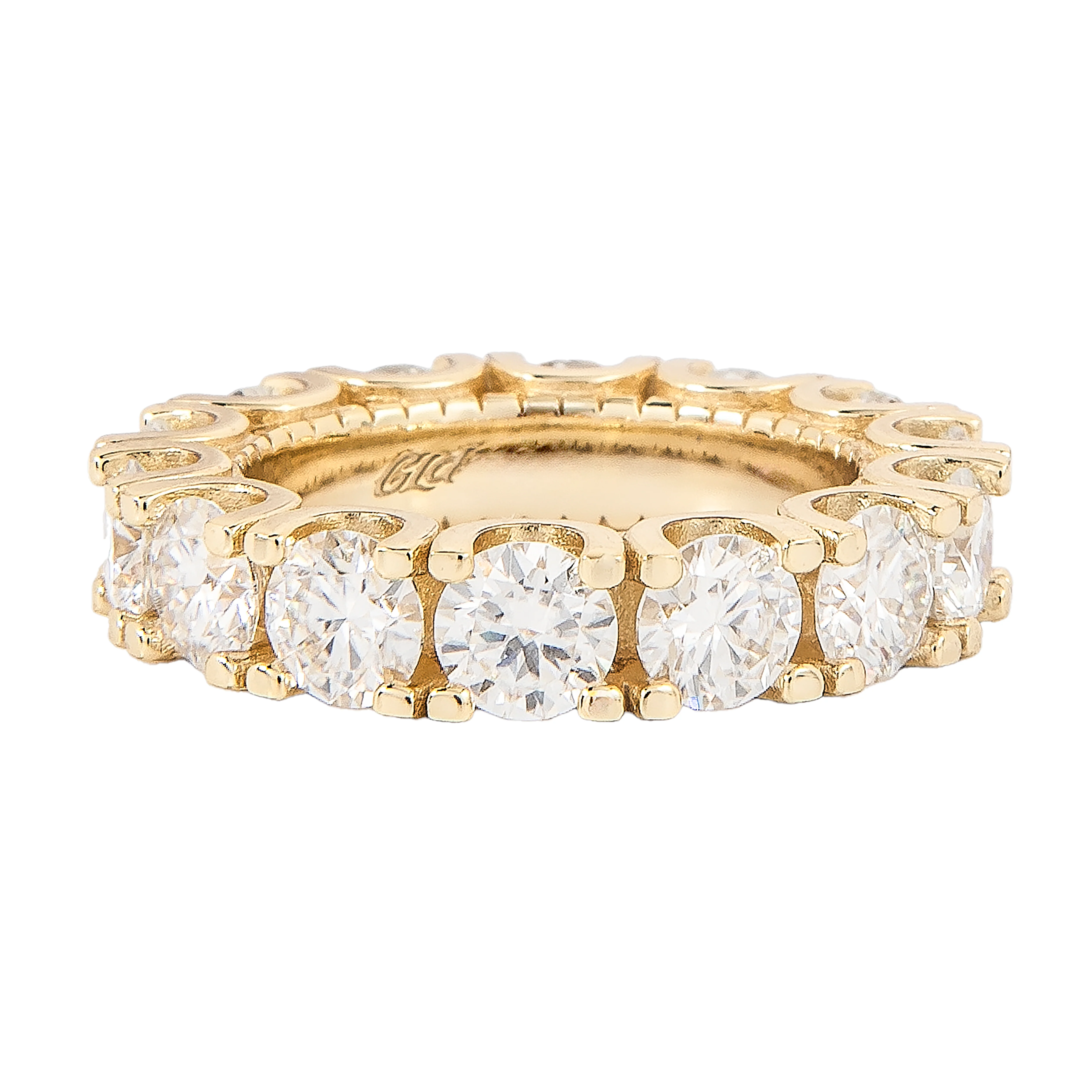 Women's 5MM Moissanite Eternity Diamond Band Ring in Yellow Gold Vermeil