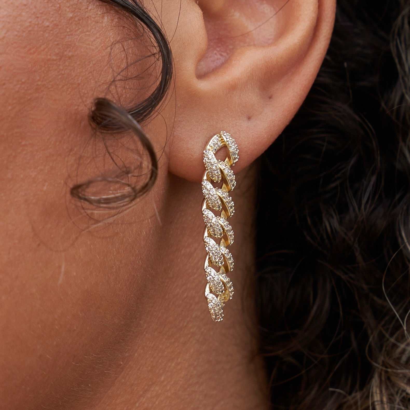 GLD Prong Cuban Stud Earrings in Yellow Gold