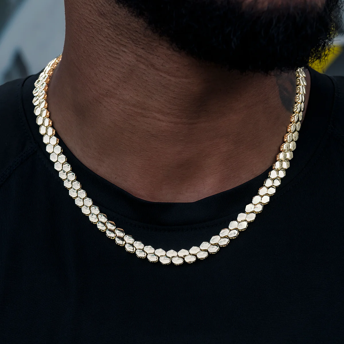 Flat Snake Link Chain in Yellow Gold -4mm