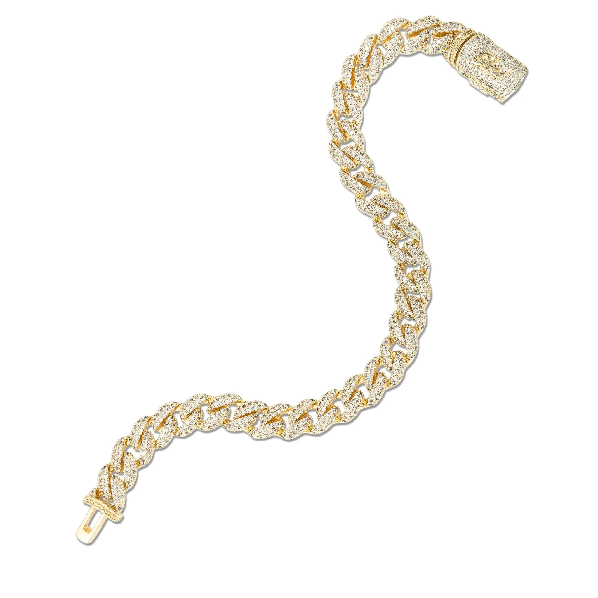 Men's Moissanite Diamond Cuban Bracelet in Yellow Gold Vermeil - 8.5MM