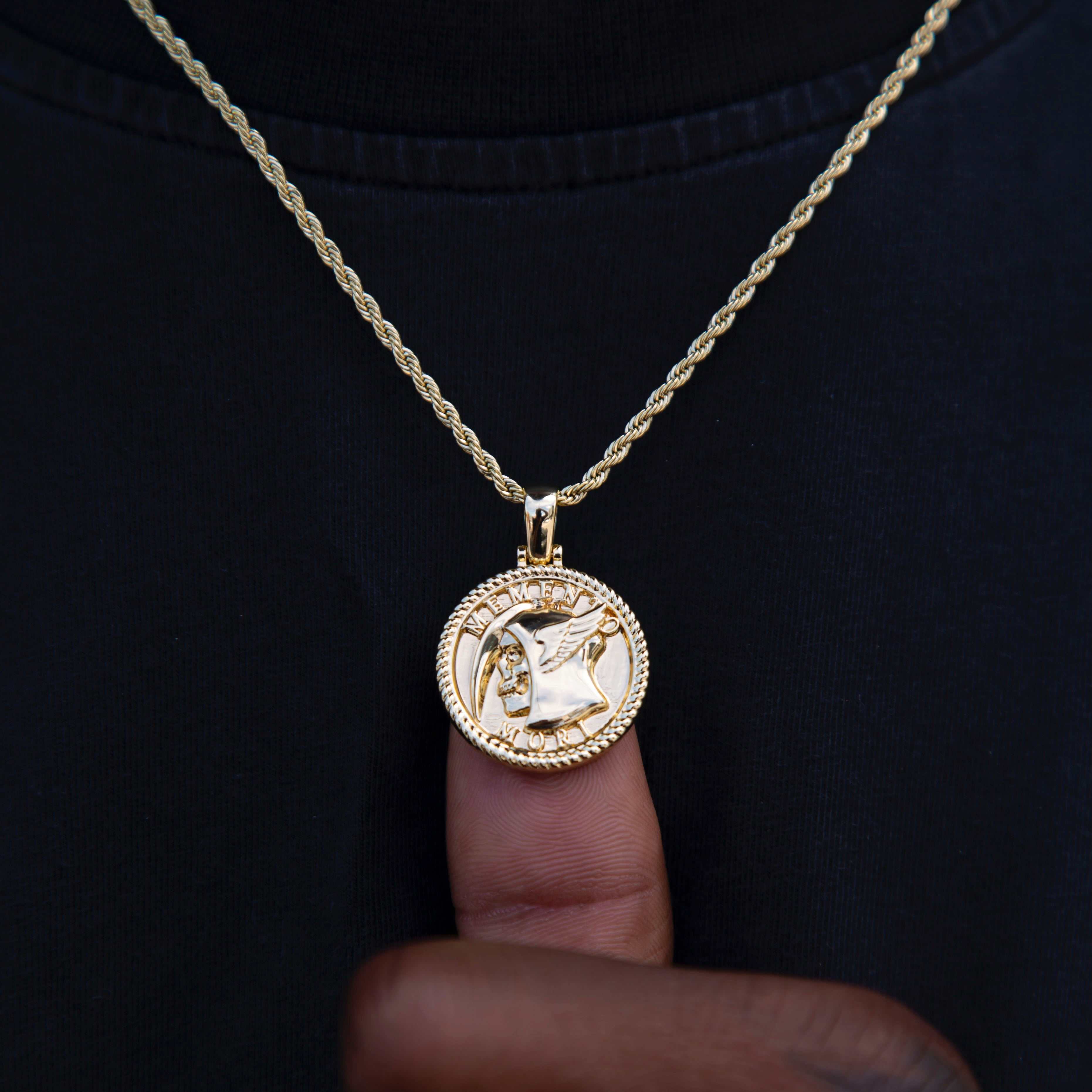 18k Vermeil Memento Mori Coin Pendant
