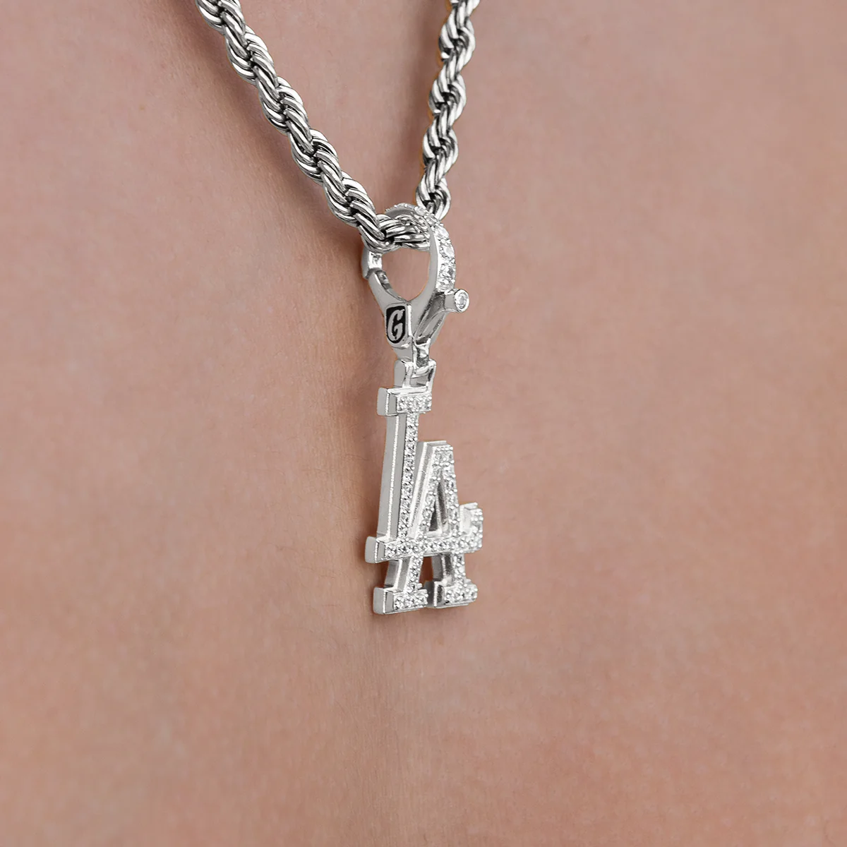 Los Angeles Dodgers Official MLB Micro Logo Clip On Charm  Pendant in White Gold