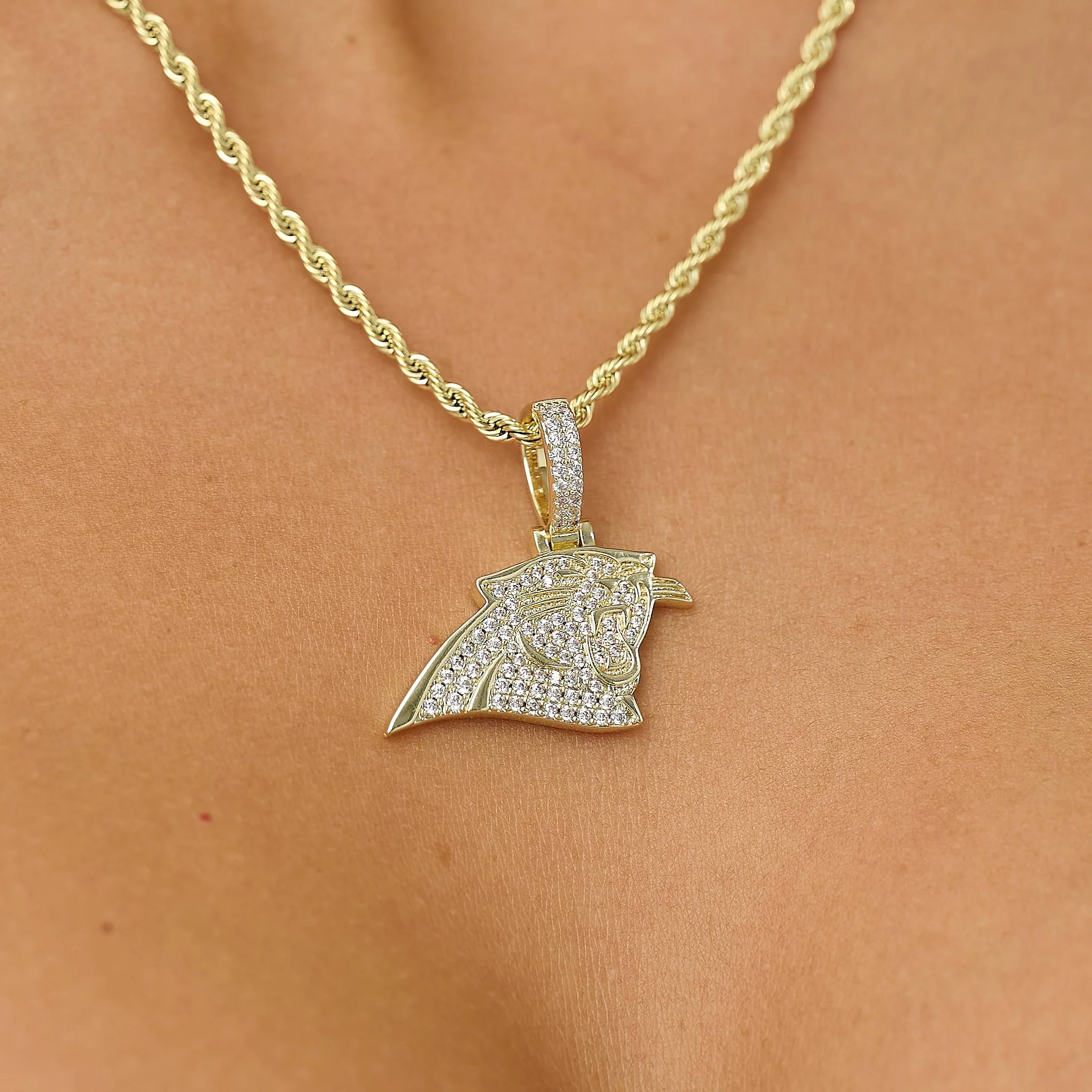 Carolina Panthers Official NFL Micro Logo Pendant in Yellow Gold