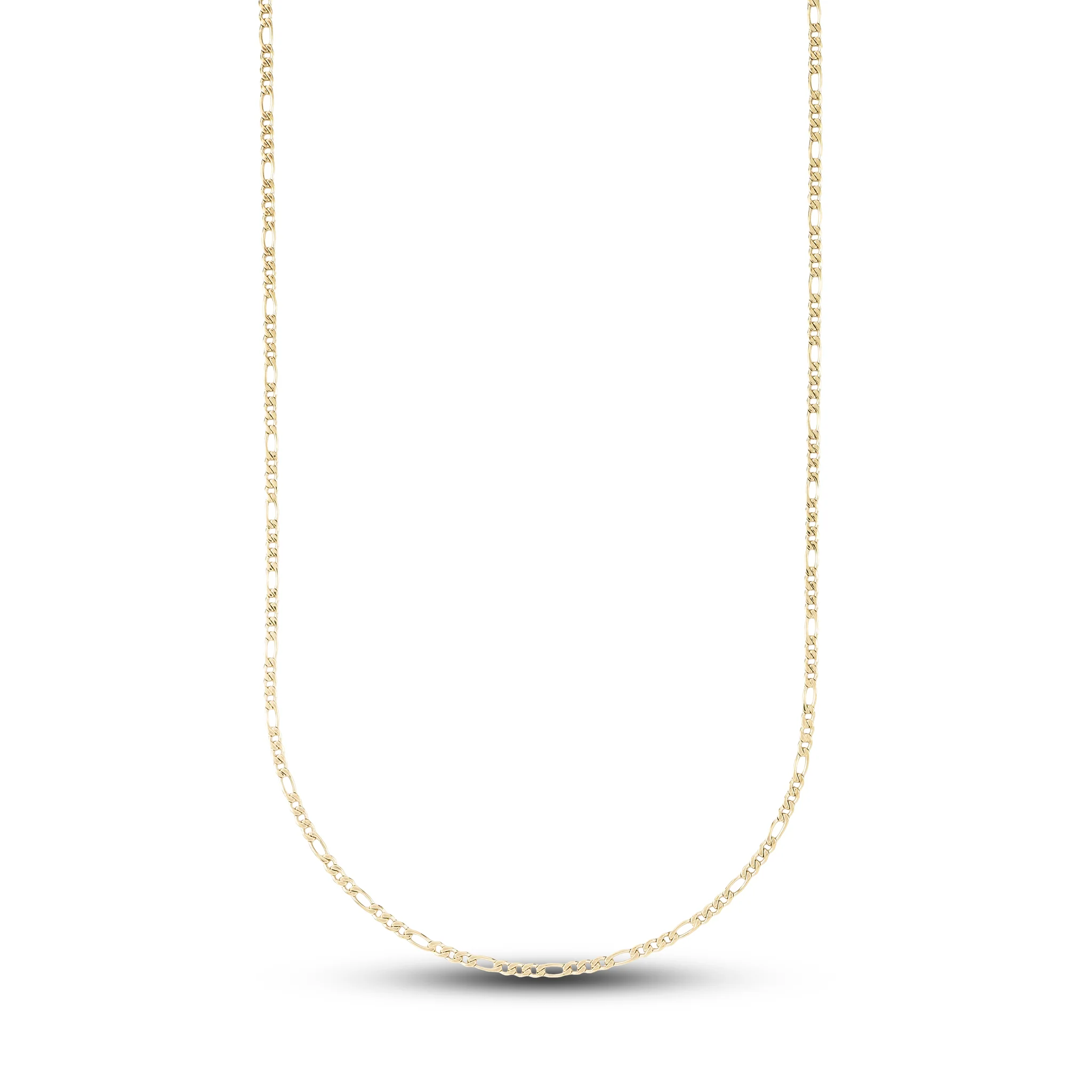 Figaro Necklace in Hollow Yellow Gold - 2mm