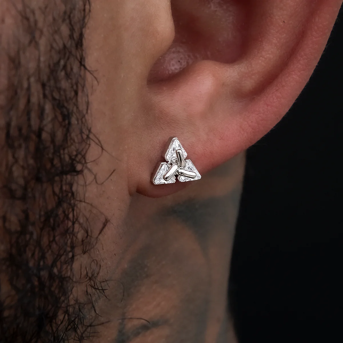 Diamond Triangle Stud Earrings - White Gold